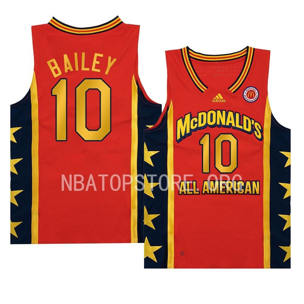 2022 McDonalds AllAmerican Amari Bailey 10 Jersey Basketball Red Men