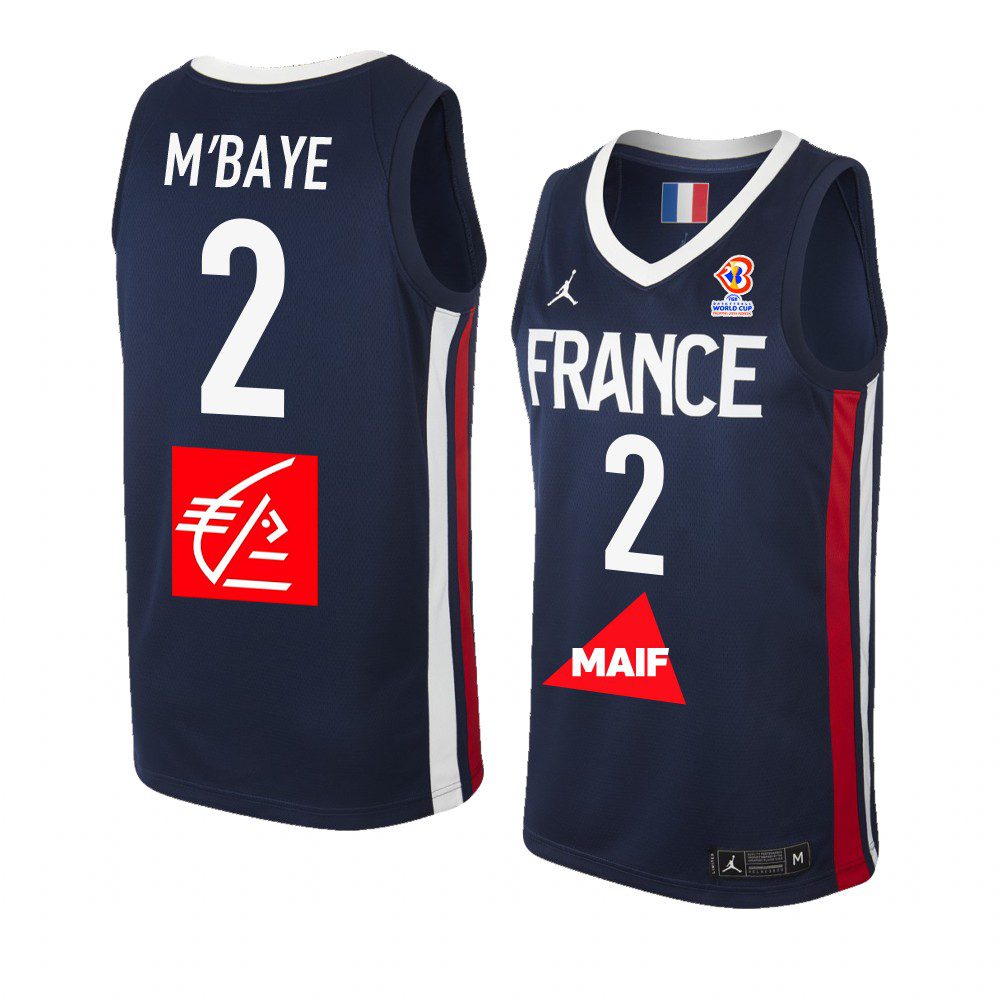 2023 FIBA Basketball World Cup France #2 Amath M'Baye Blue FFBB Home ...