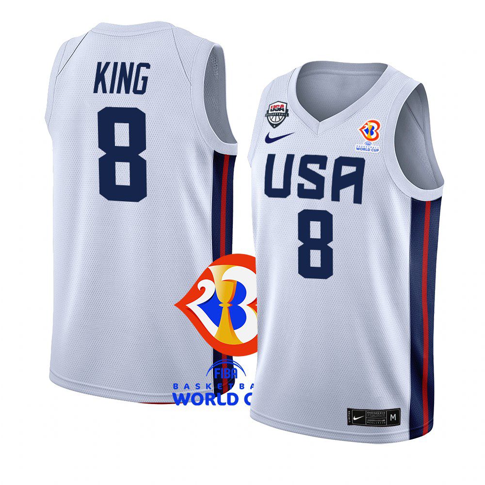 2023 FIBA Basketball World Cup USA 8 King White Home Jersey